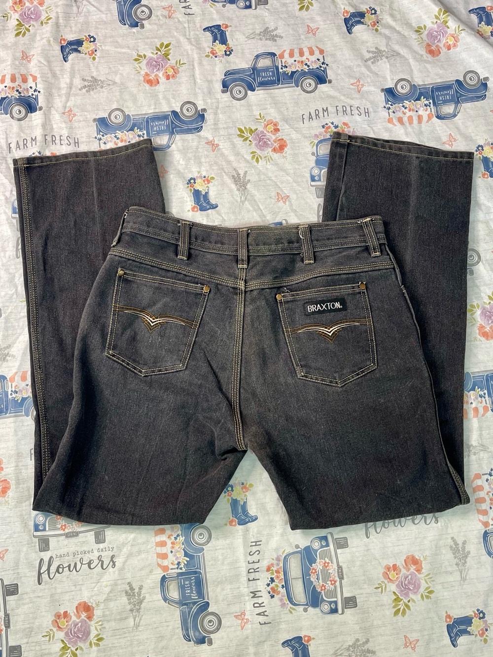 Vintage Men's Braxton High Rise Stretch Black Denim Straight Leg Jeans Size 36M